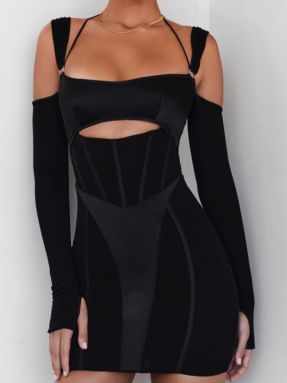 Mistress Rocks by House of Cb Black Mesh cutout Corset Mini Dress - Picture 2 of 6